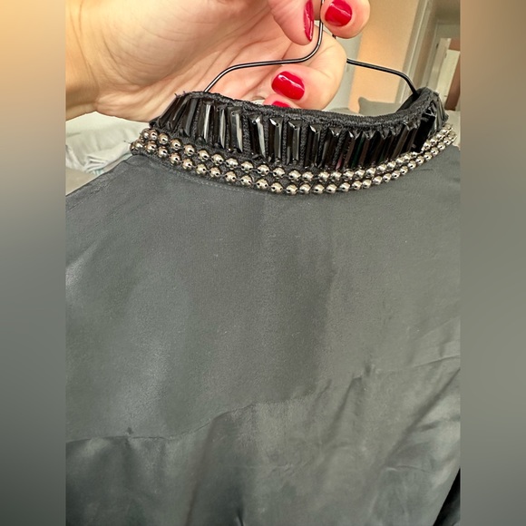 Hugo Boss Black Silk Blouse Size 40 US 8 jewellery collar - Picture 5 of 13